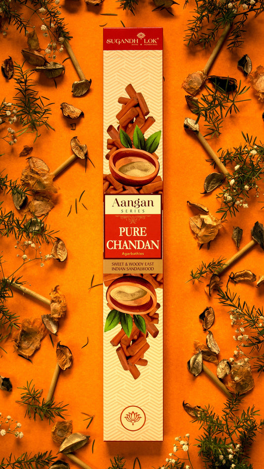 Pure Chandan Agarbatti Box placed on a table