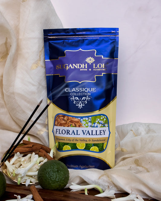 Front of Floral Valley Agarbatti Pouch