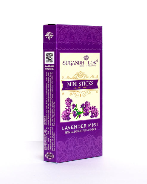 Front side-view of Lavender Mist Agarbatti Mini Sticks Box