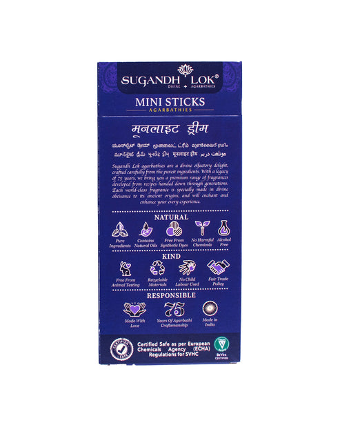Back of Moonlight Dream Agarbatti Mini Sticks Box
