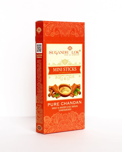 Front side-view of Pure Chandan Agarbatti Mini Sticks Pack