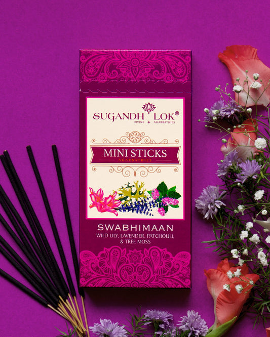 Swabhimaan Agarbatti Mini Sticks Pack placed on a table