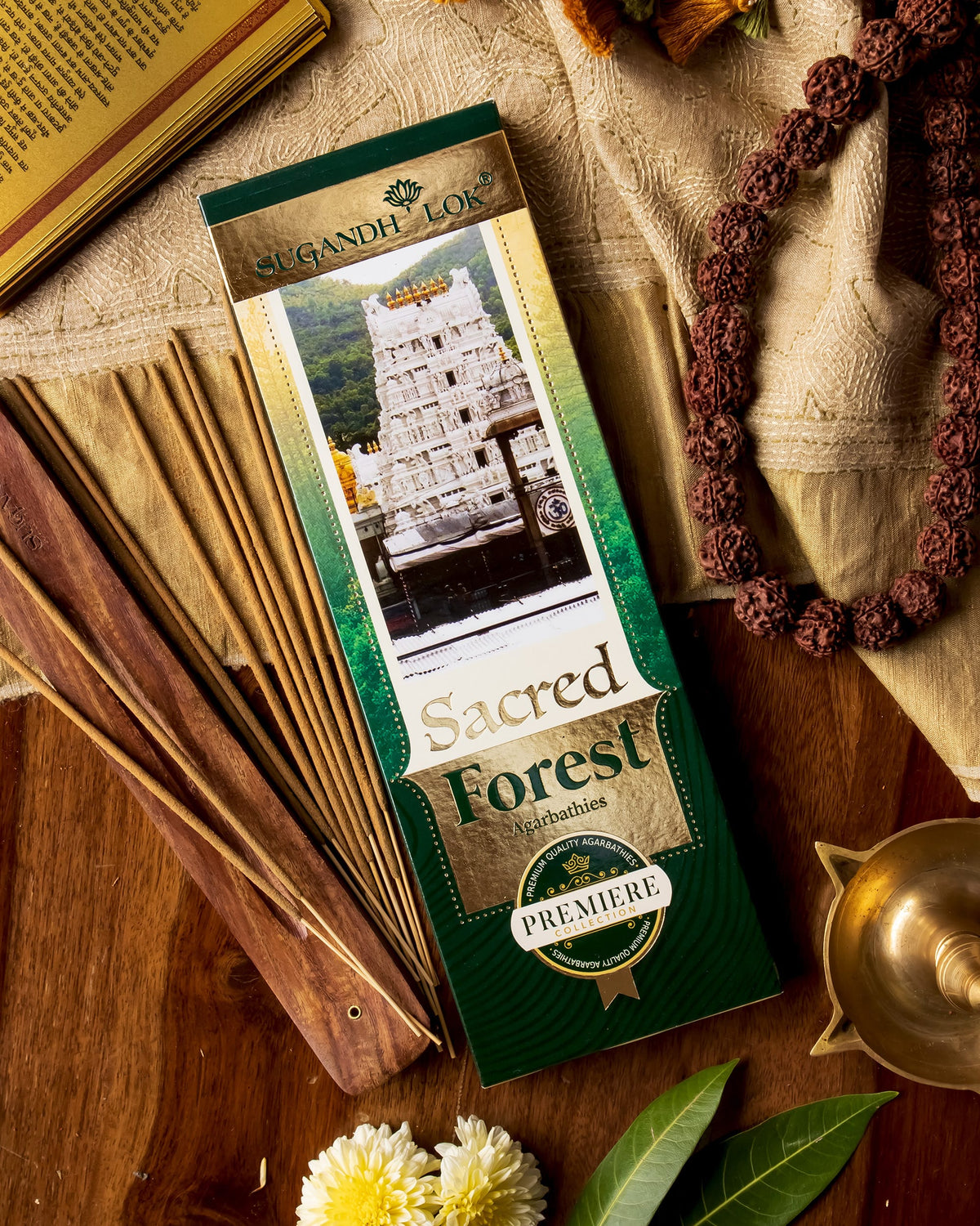 Sacred Forest Agarbatti Pack placed on a table