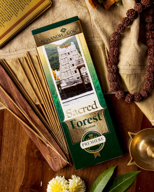 Sacred Forest Agarbatti Pack placed on a table