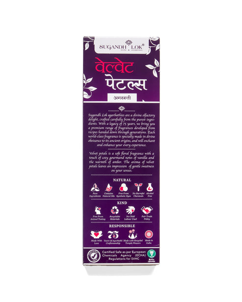 Back of Velvet Petals Agarbatti Pack