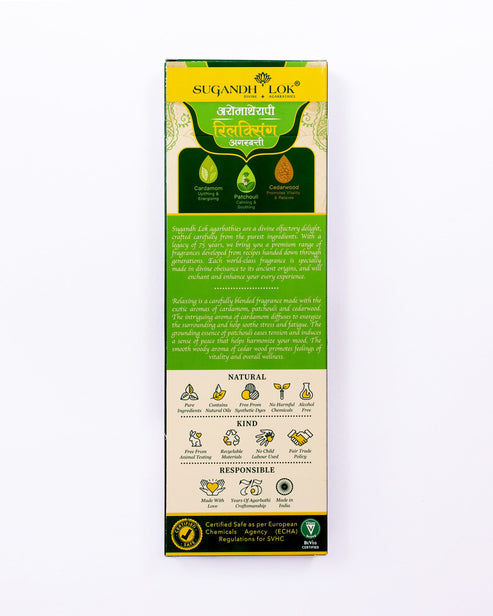 Back of Relaxing Agarbatti Pack