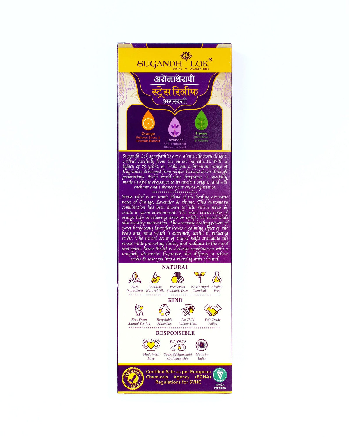 Back of Stress Relief Agarbatti Pack