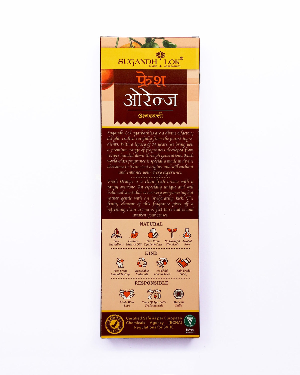 Back of Fresh Orange Agarbatti Box